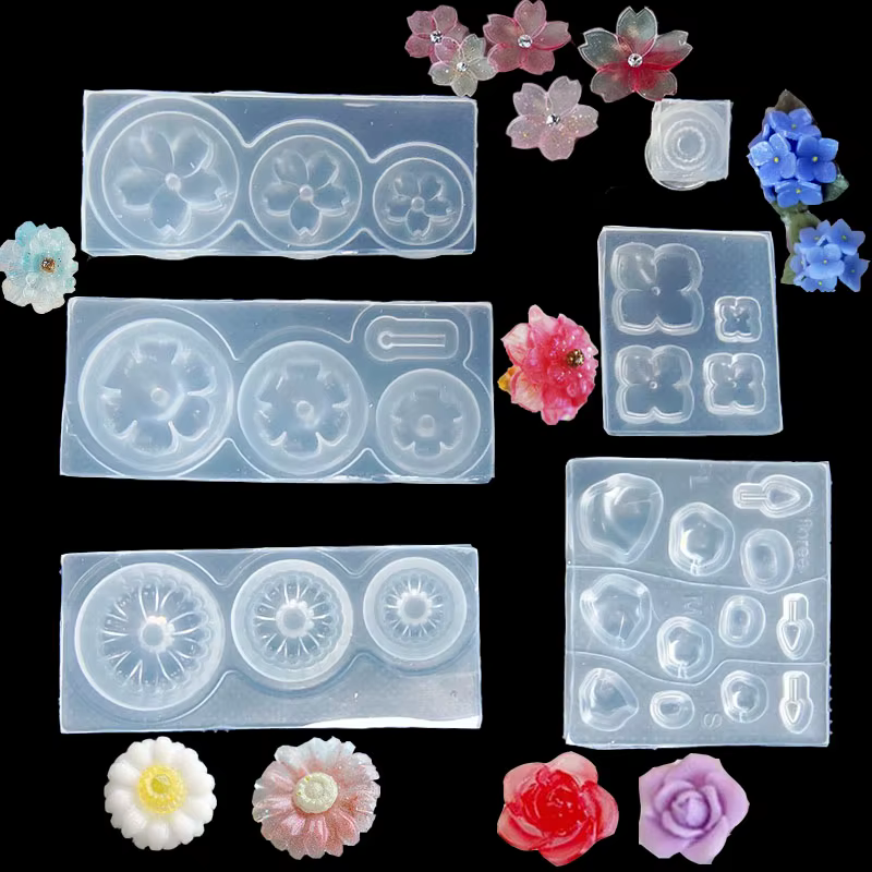 Moule en résine en silicone en forme de rose de fleur