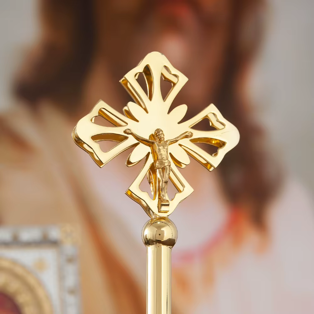 Crucifix catholique croix en métal doré