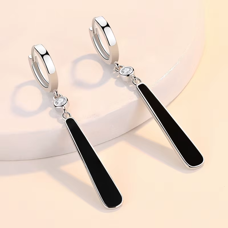 KOFSAC – boucles d'oreilles géométriques noires pour femmes