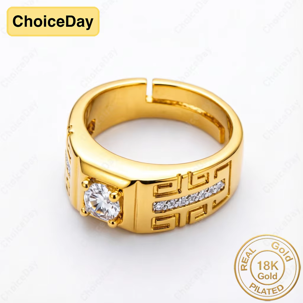 Bague en Zirconium Plaqué Or 18K Luxueuse et Exquise