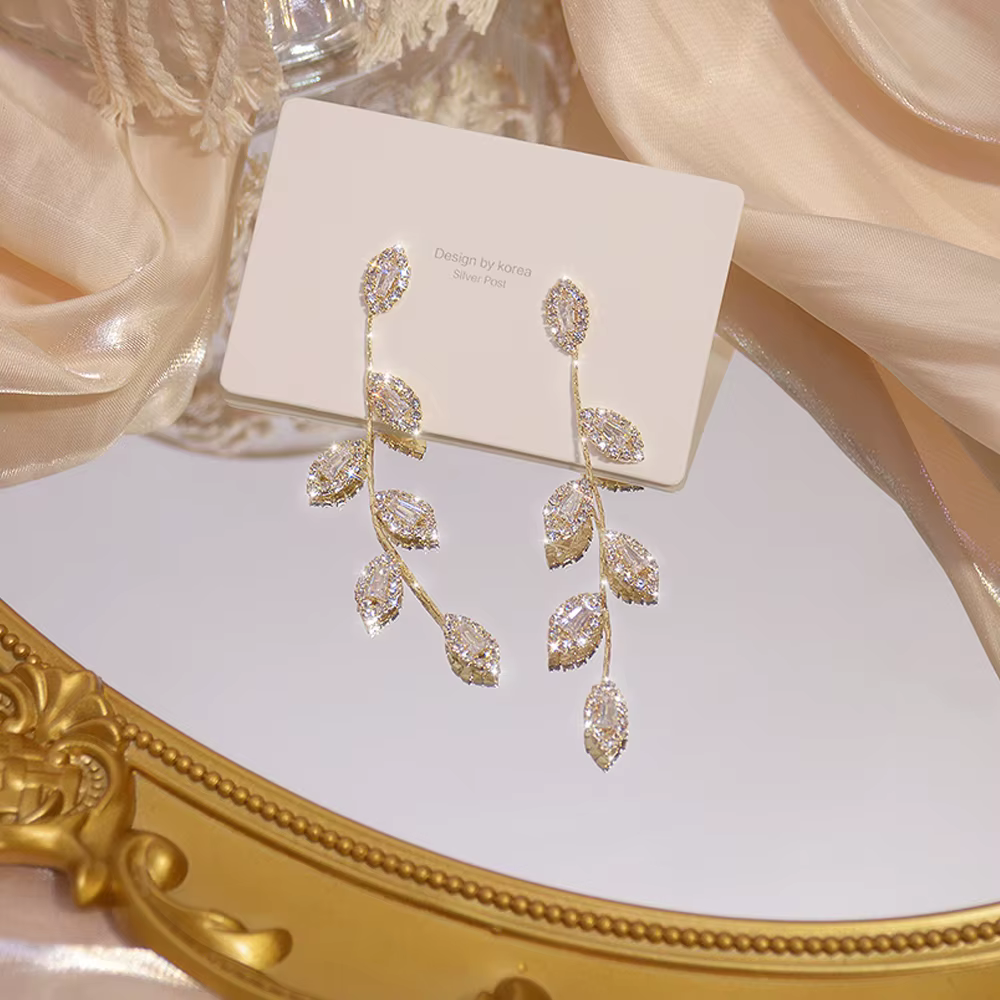 Boucles d'oreilles de luxe plaquées or véritable 14K