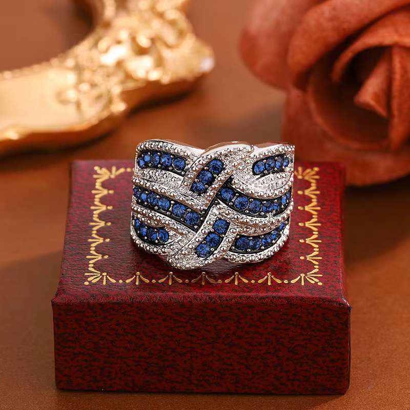 Bague classique en Zircon bleu AAA pour femmes