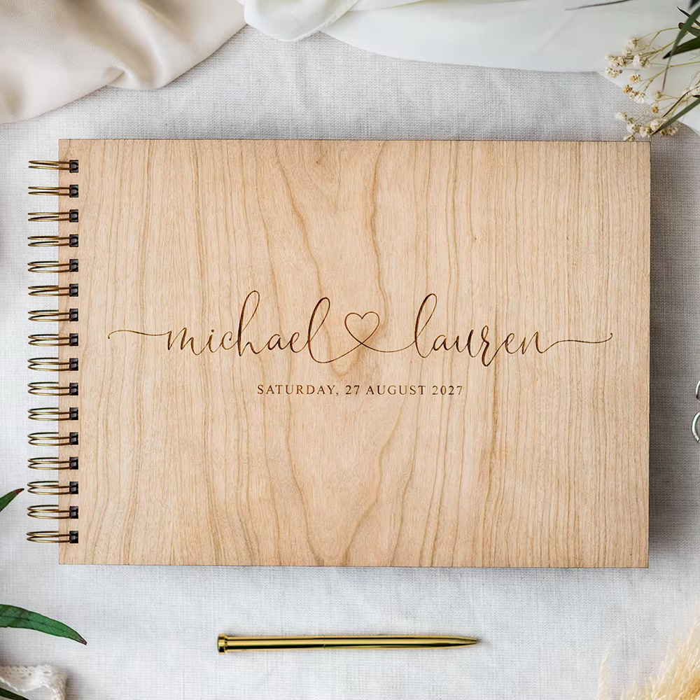Livre d'or de mariage rustique personnalisé
