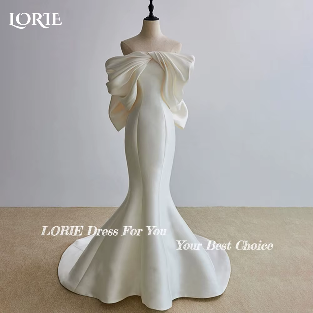 LORIE épaules dénudées robe de mariée nœud élégant plis Bobycon sirène