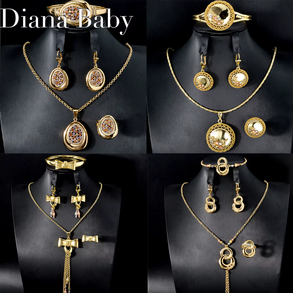 Ensembles de bijoux plaqués or 18 carats pour femmes