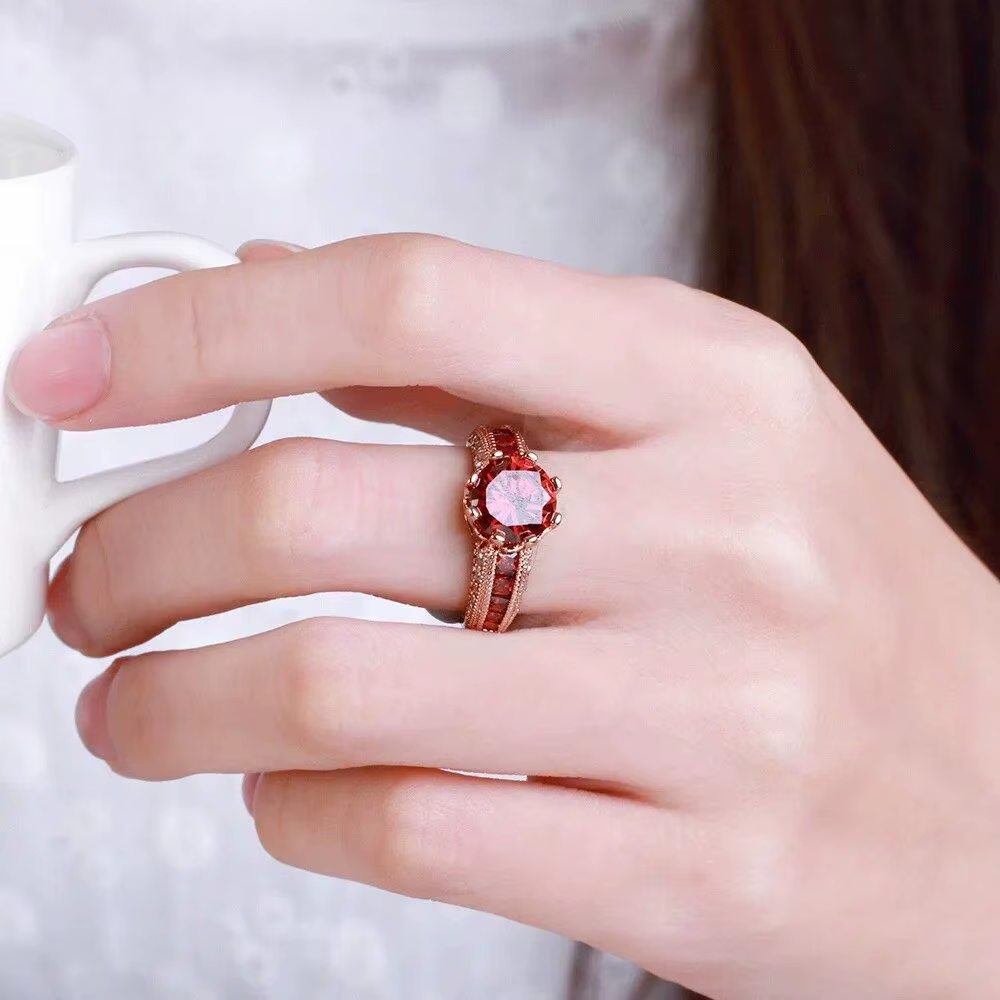 Bagues de fiançailles de mariage en or jaune massif 18 carats pour femmes