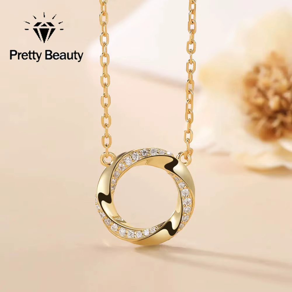 Collier pendentif cercle Mobius en moissanite Pretty Beauty pour femme