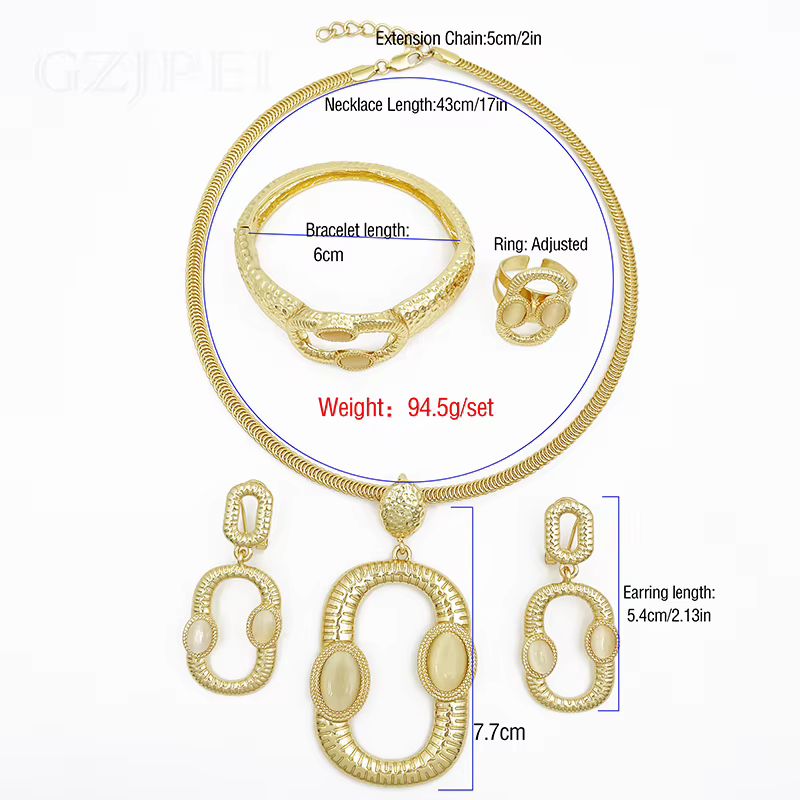 Ensembles de bijoux plaqués or 18 carats de Dubaï pour femmes