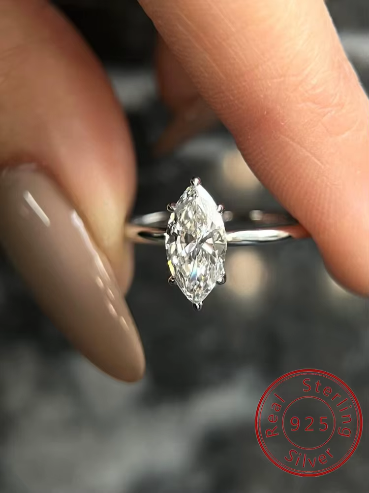 Bague classique en argent Sterling 925 pour femmes