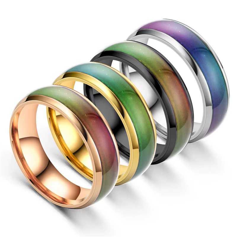 Bagues en acier inoxydable 5 couleurs changeantes