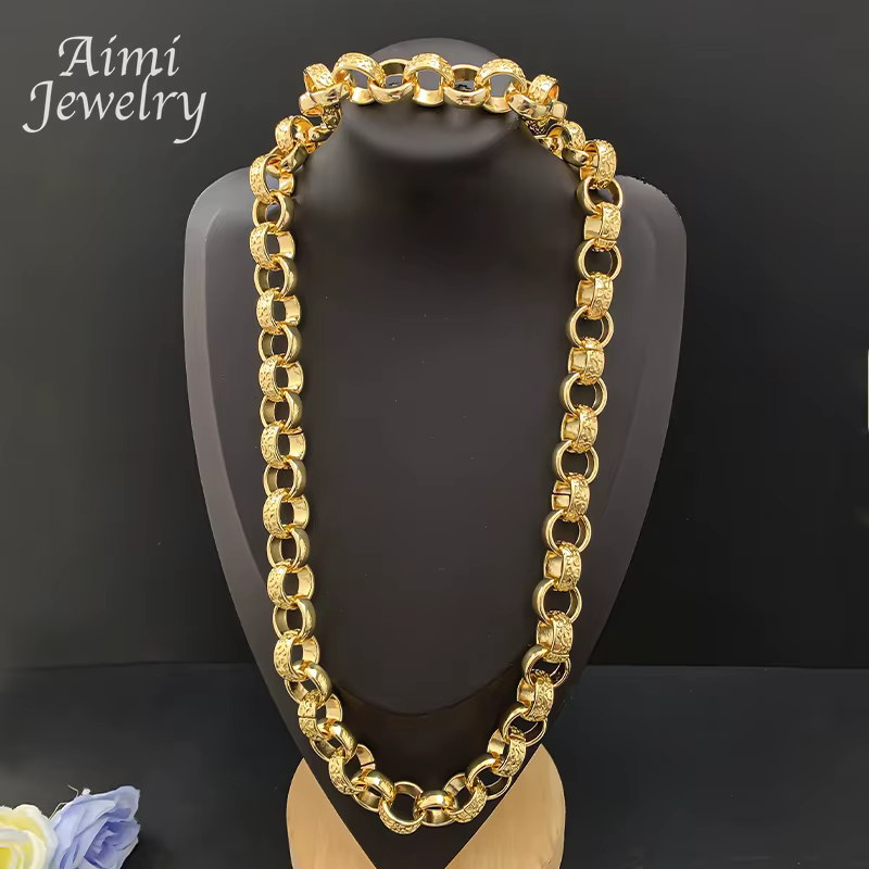 Chaîne longue Hip Hop dorée pour homme, collier ras du cou de qualité supérieure, ensemble de bijoux plaqué or, collier, bracelet, ensembles de bijoux, cadeau de fête