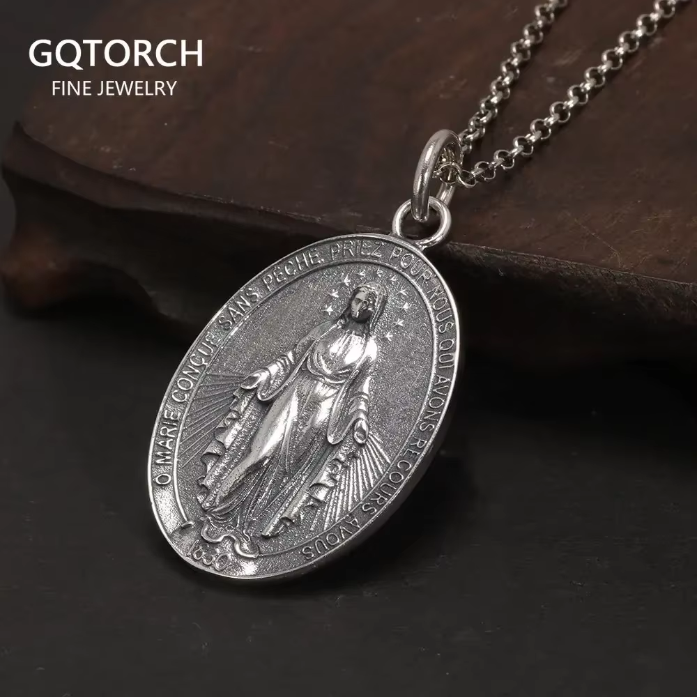 Pendentif vierge marie en argent Sterling S925