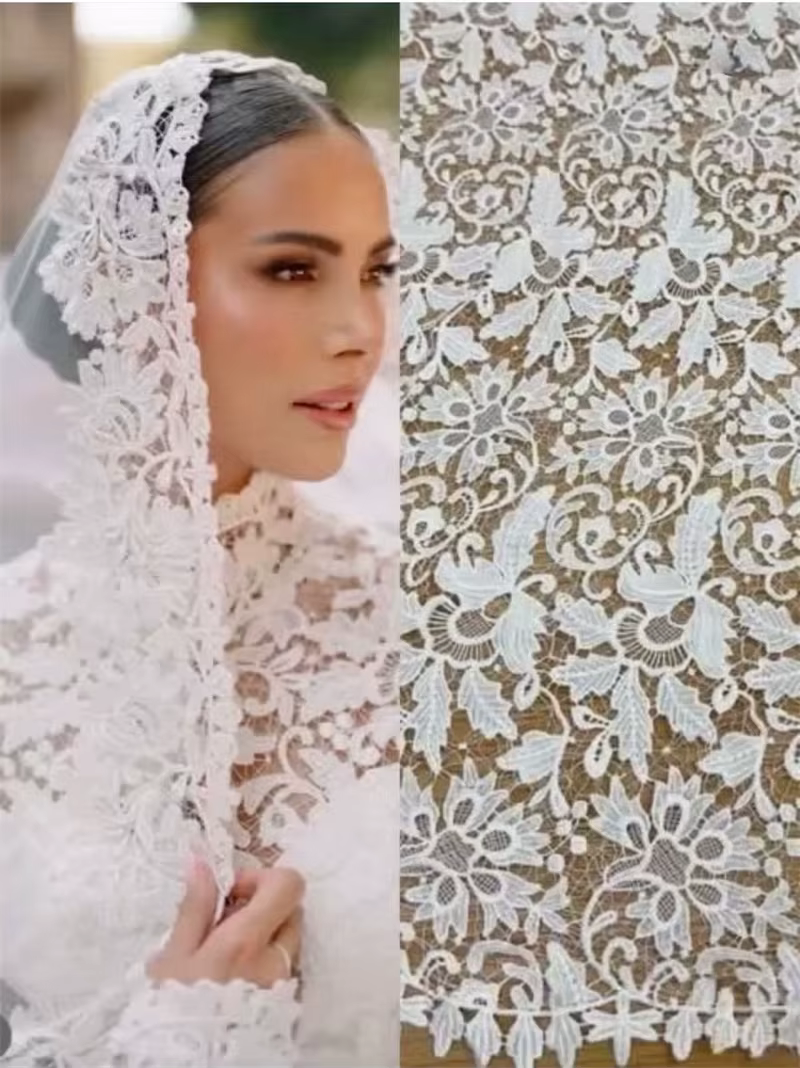Dernière robe de mariée magnifique blanc cassé Guipure broderie français dentelle tissu aiguille travail bricolage
