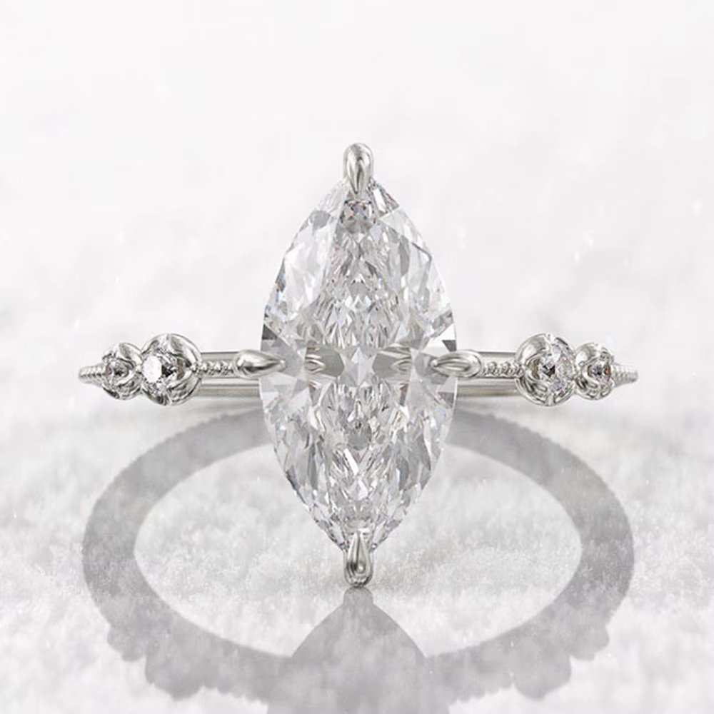 Huitan AAA cristal Marquise cubique zircone anneaux pour femmes mode mince bague fiançailles mariage accessoires déclaration bijoux