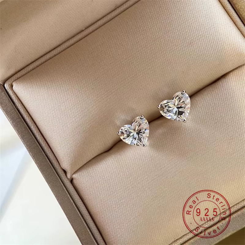 Boucles d'oreilles en forme de cœur en argent Sterling 925 pour femmes