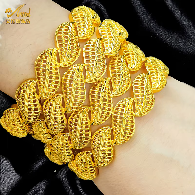 Bracelets plaqués or 24 carats de Dubaï pour femmes