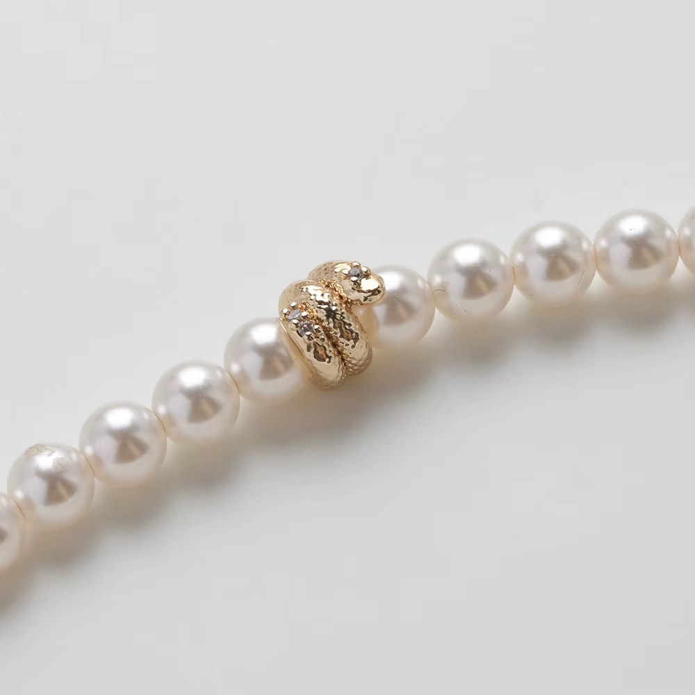 6 pièces délicat serpent Serpentine conception perles septales fabrication de bijoux Bracelet collier fournitures bricolage en laiton plaqué or 14k 7*6.6mm