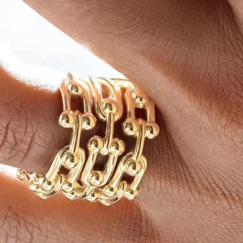 Bague de JORing en acier inoxydable plaqué or pour femme