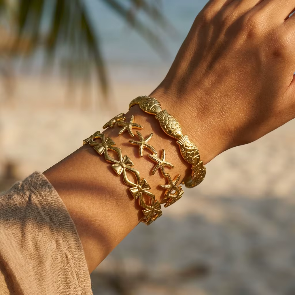 Bracelet manchette en acier inoxydable pour femme