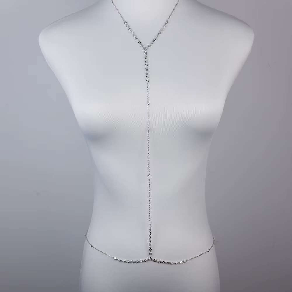 Mariée dos nu Bling CZ corps chaîne ventre taille collier pour femmes maman amant petite amie été plage