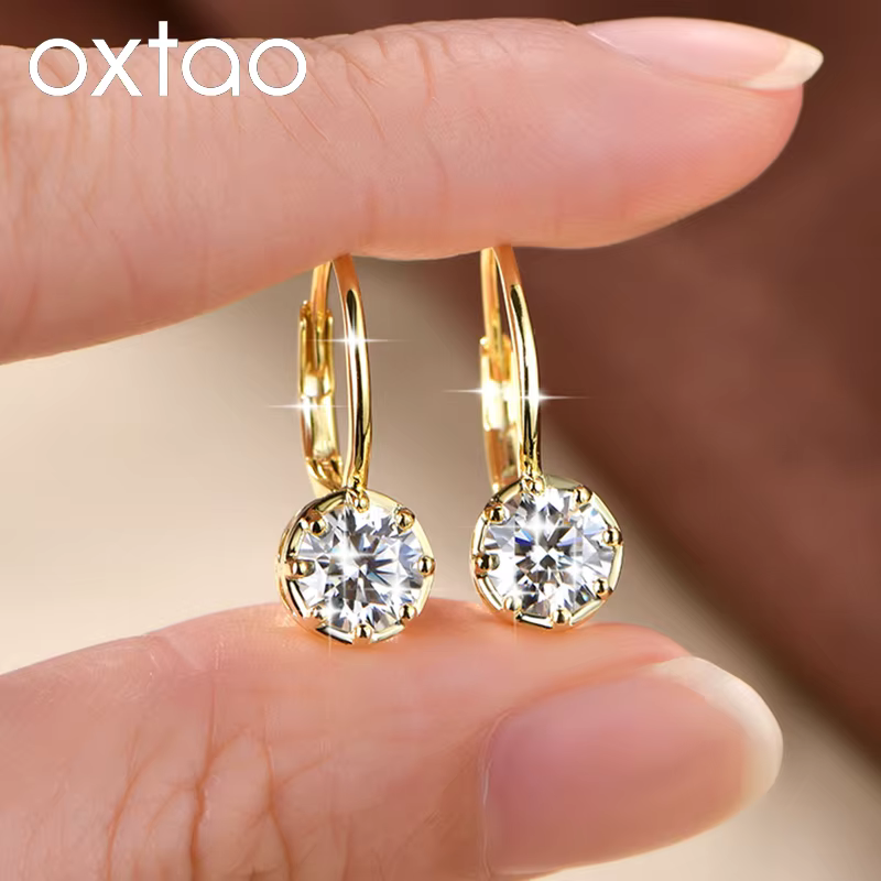 OXTAO – boucles d'oreilles pendantes de luxe en Moissanite