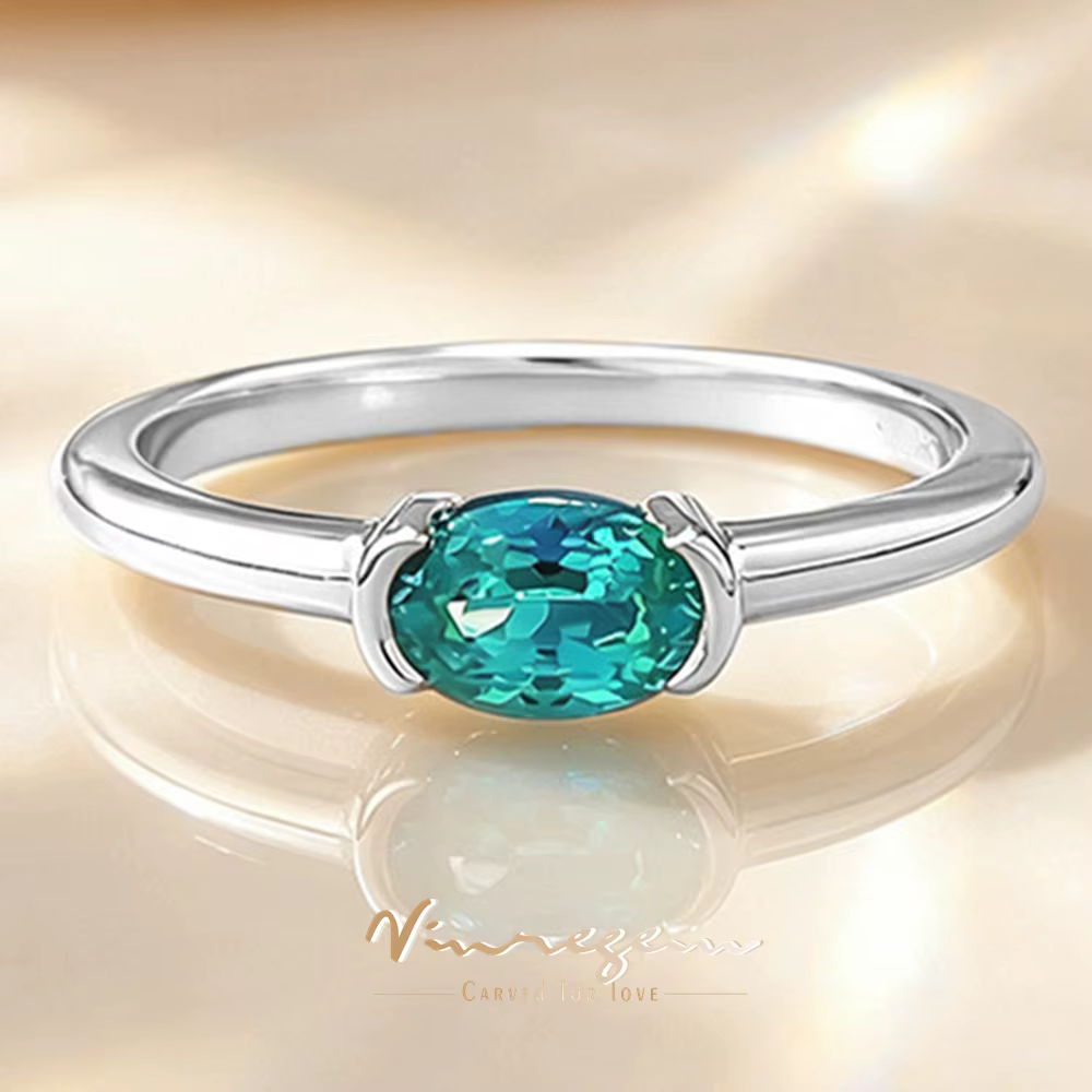 Vinregem – bague ovale en tourmaline Paraiba de laboratoire