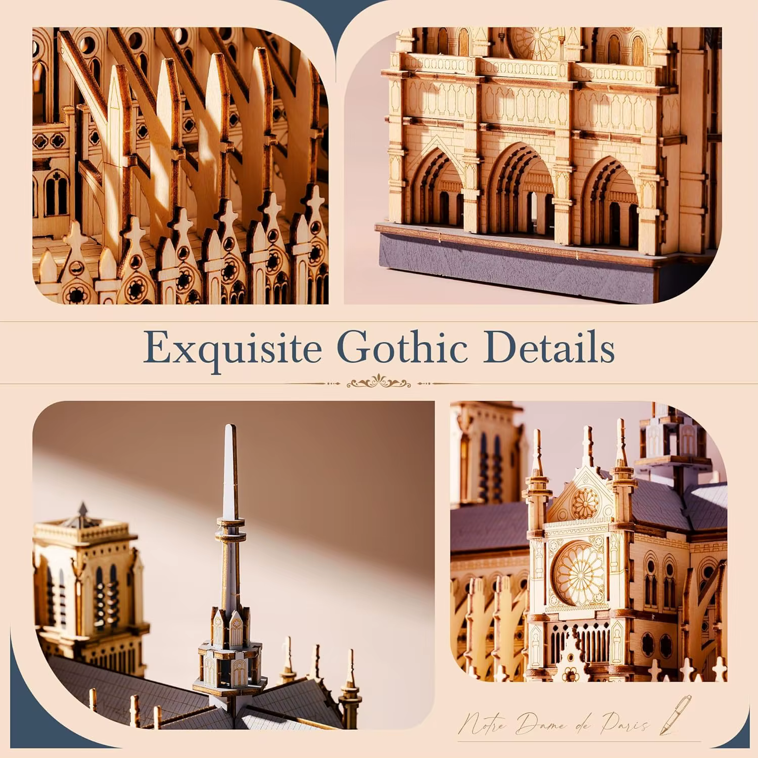 Kit de construction en bois Robotime 3D Puzzle Cathédrale de Paris pour adultes