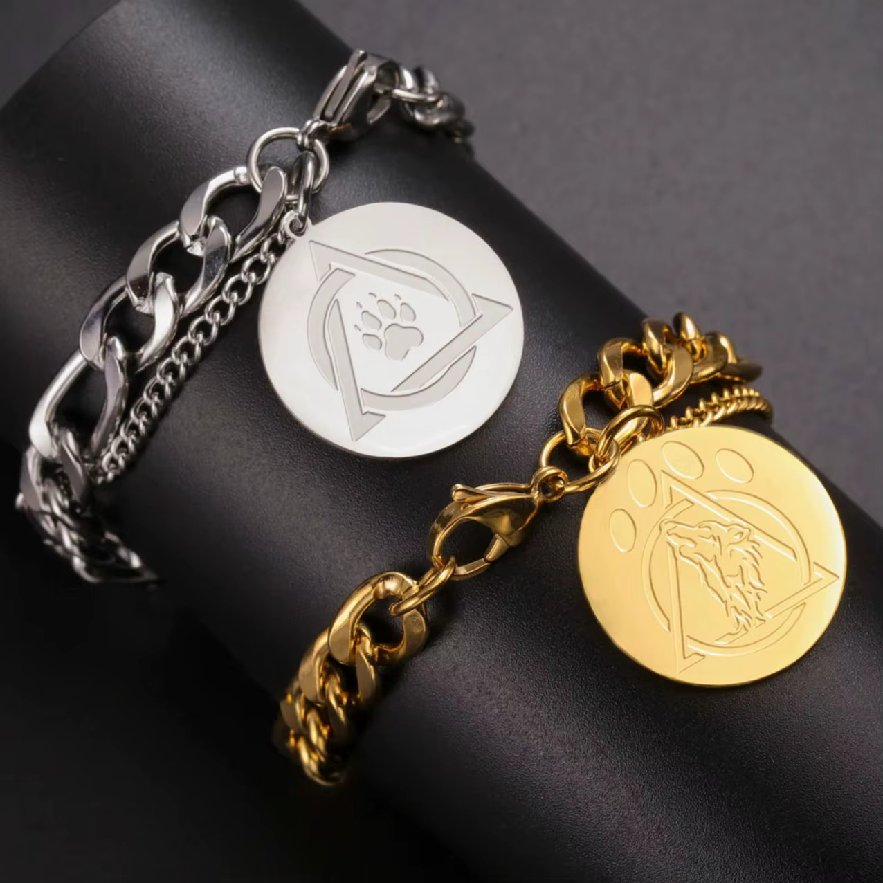 LIKGREAT-Bracelet Médaillon Animal Griffe de Loup pour Homme et Femme, Bijoux Spirituel Therien en Acier Inoxydable, Cadeau Prtotprotected pour Adolescent