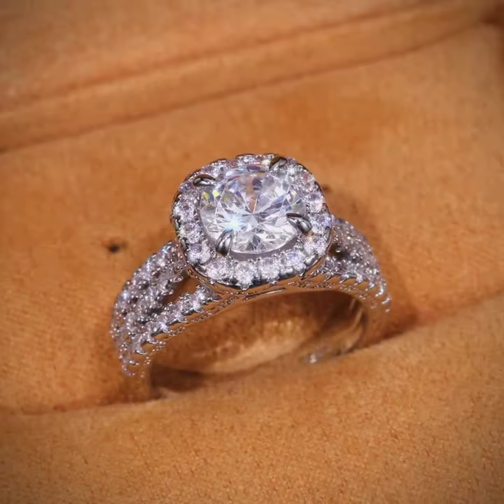 Bague moissanite carrée en argent sterling 925