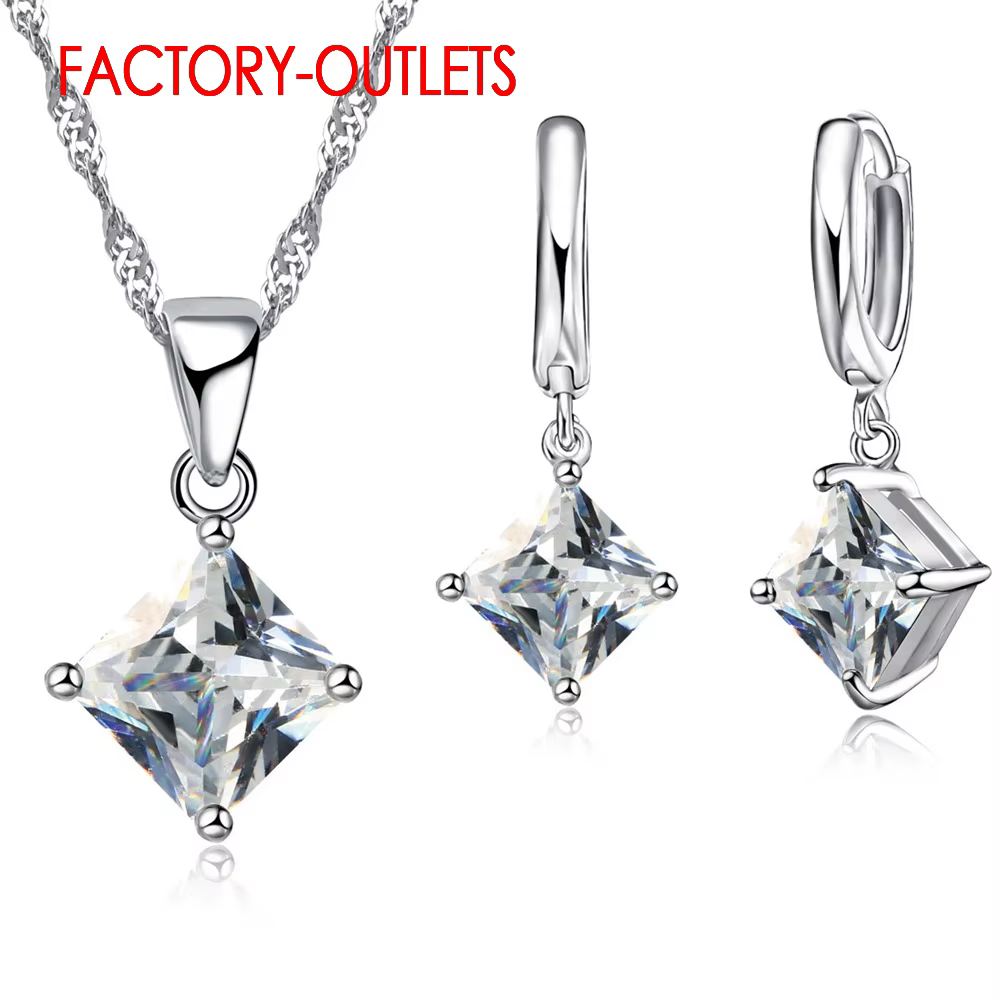 Ensemble de bijoux de mariée en argent Sterling 925 véritable