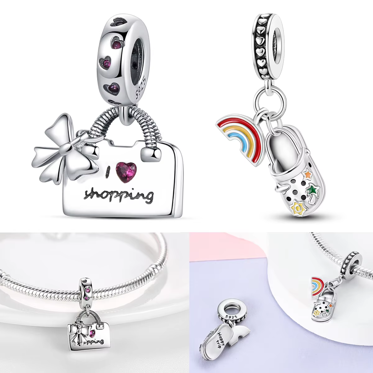 Breloques de sac en argent Sterling 925 pour femmes