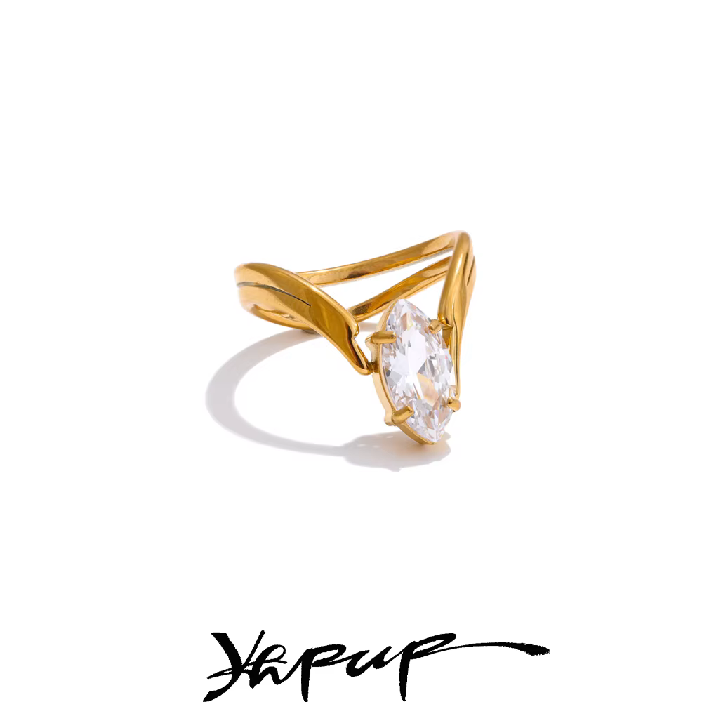 Yhpup-Bague Délicate en Acier Inoxydable Plaqué Or 18K