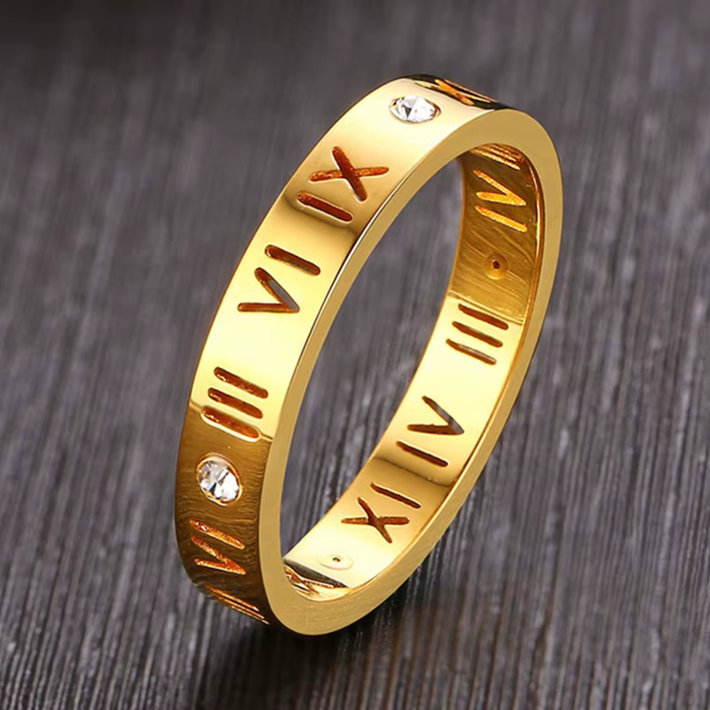 Bague en chiffres romains creux pour femme