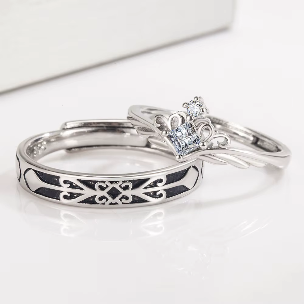 Ensemble de bagues de mariage en argent sterling 925 pour couple