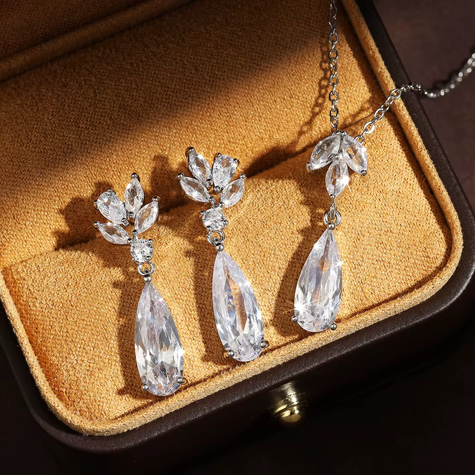 ZAKOL – collier et boucles d'oreilles de luxe en zircon AAA pour femmes
