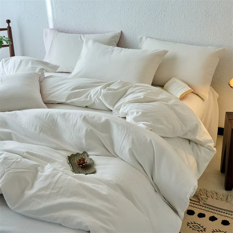 Ensemble de housse de couette en pur coton lavé