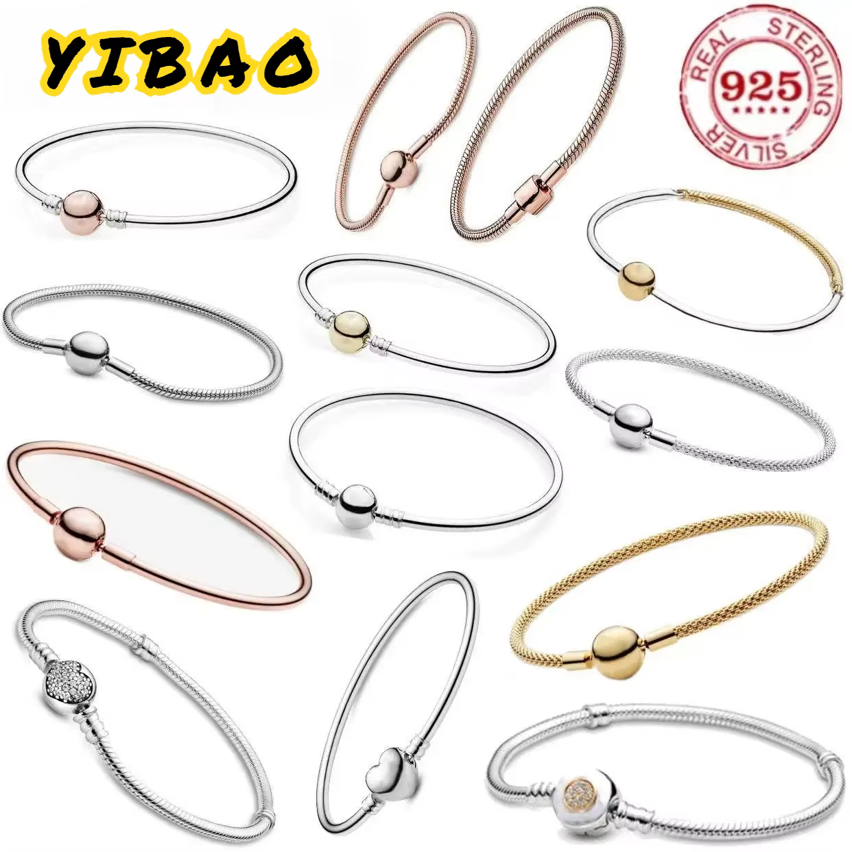Bracelet classique en argent pur 925% pour femmes