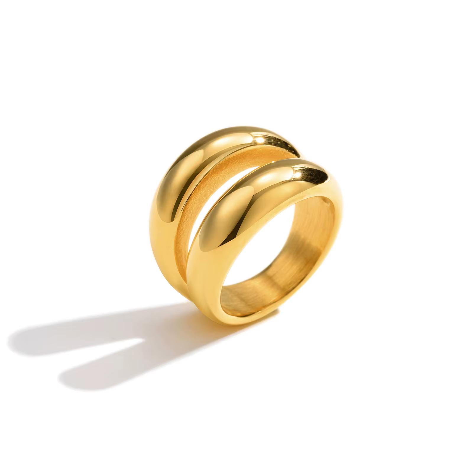 Bague double couche en acier inoxydable pour femme