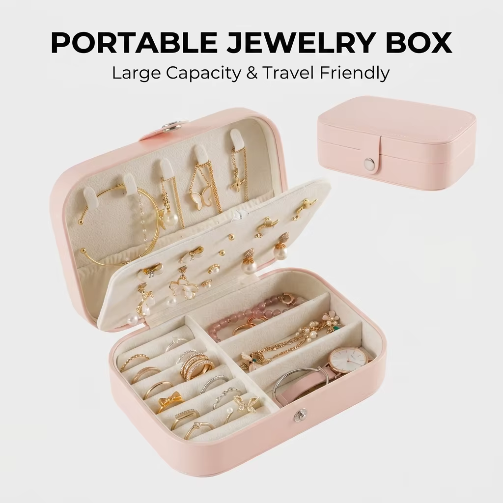 Boîte à bijoux de voyage en cuir