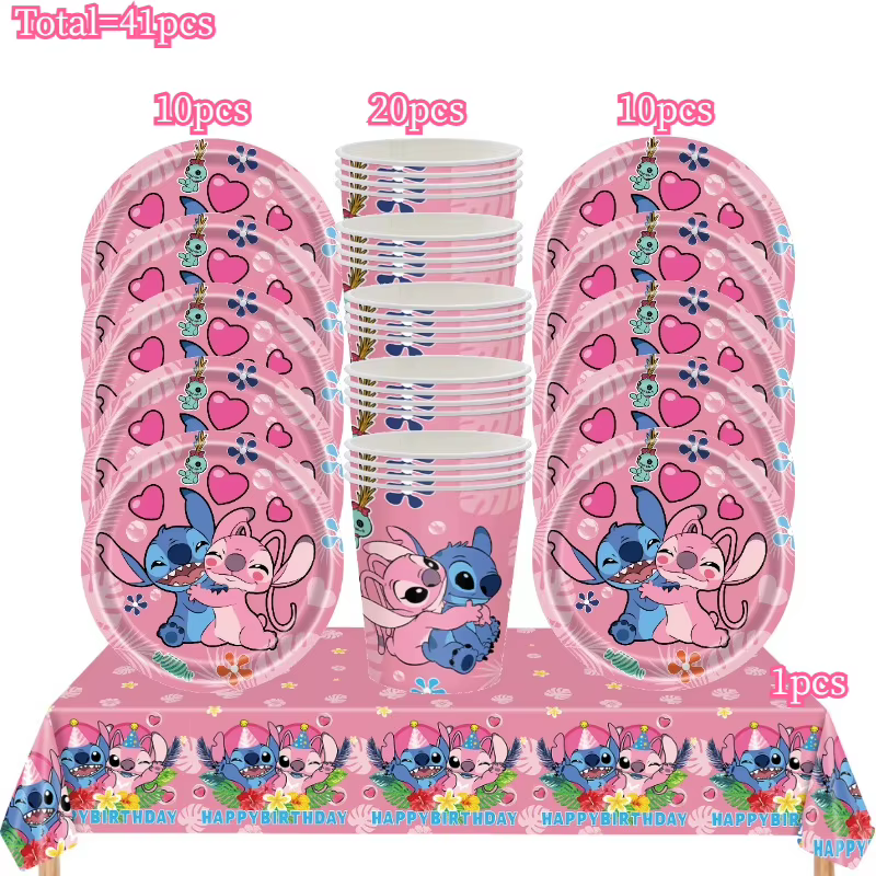 Décorations d'anniversaire Stitch & Ensemble de vaisselle