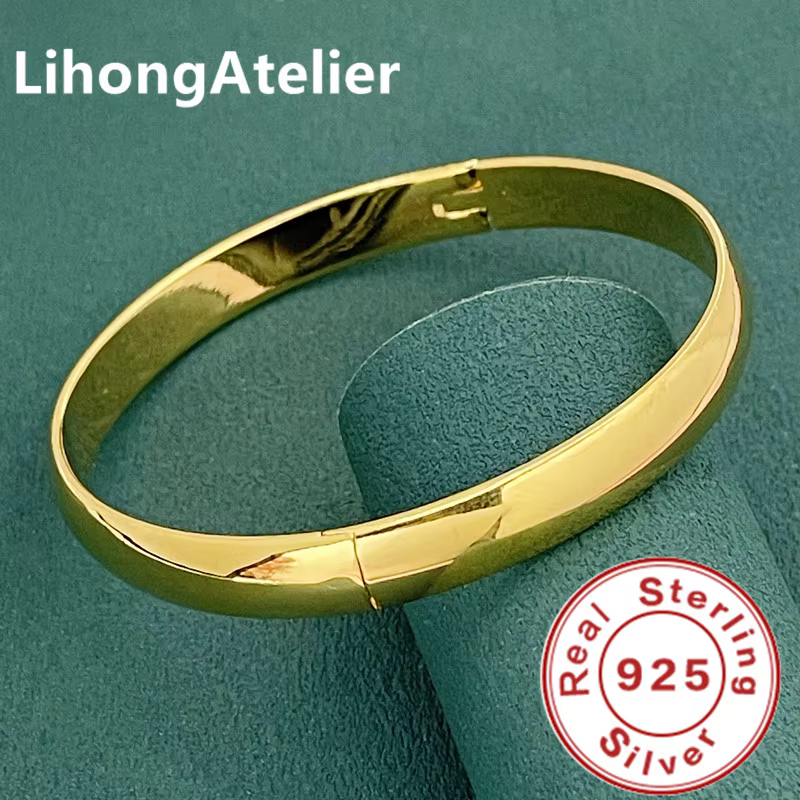 Bracelet en argent Sterling 925 pour femmes, Simple, lisse, à la mode, bijoux pour femmes, cadeau de fiançailles