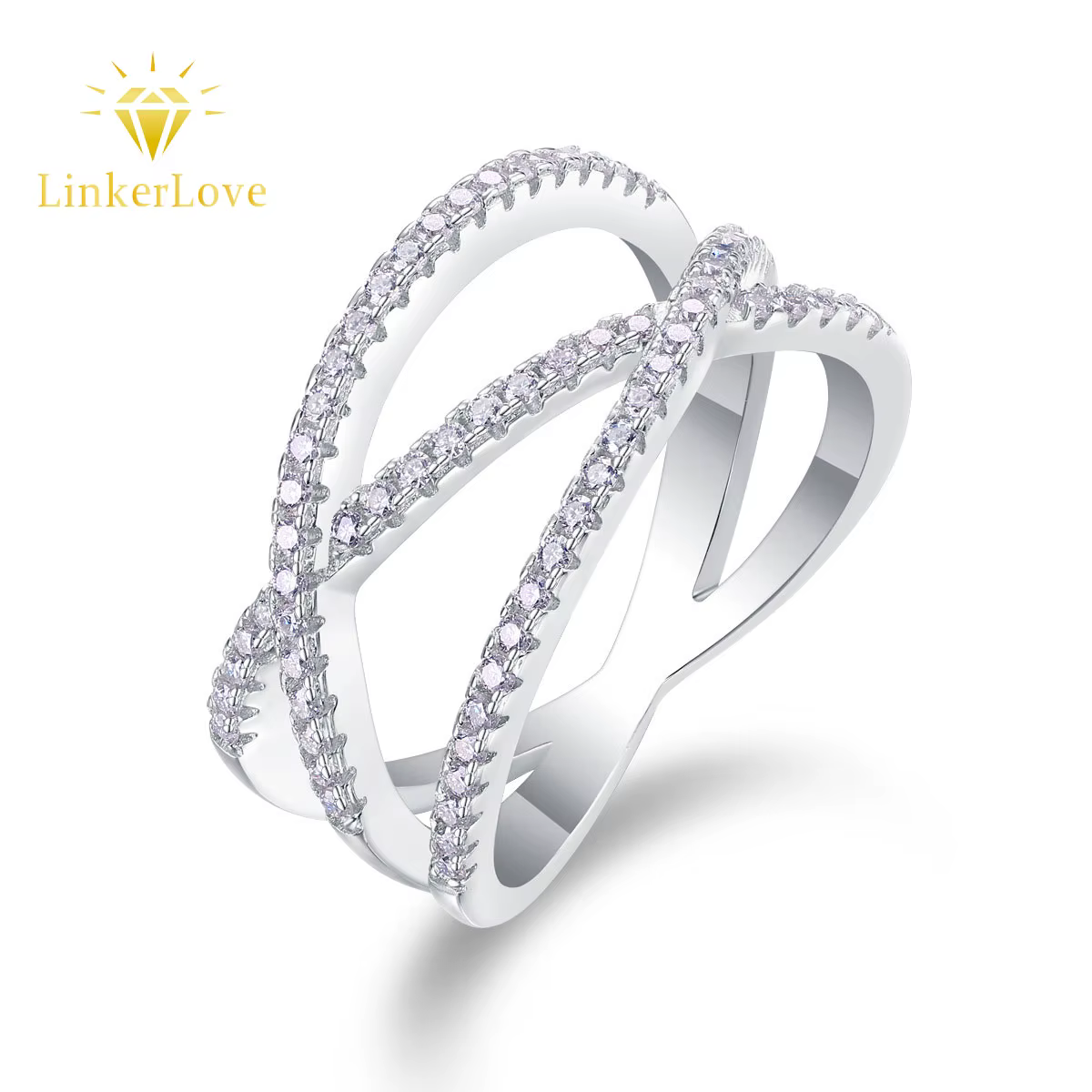 Bague de mariage en argent S925 avec moissanite LinkerLove