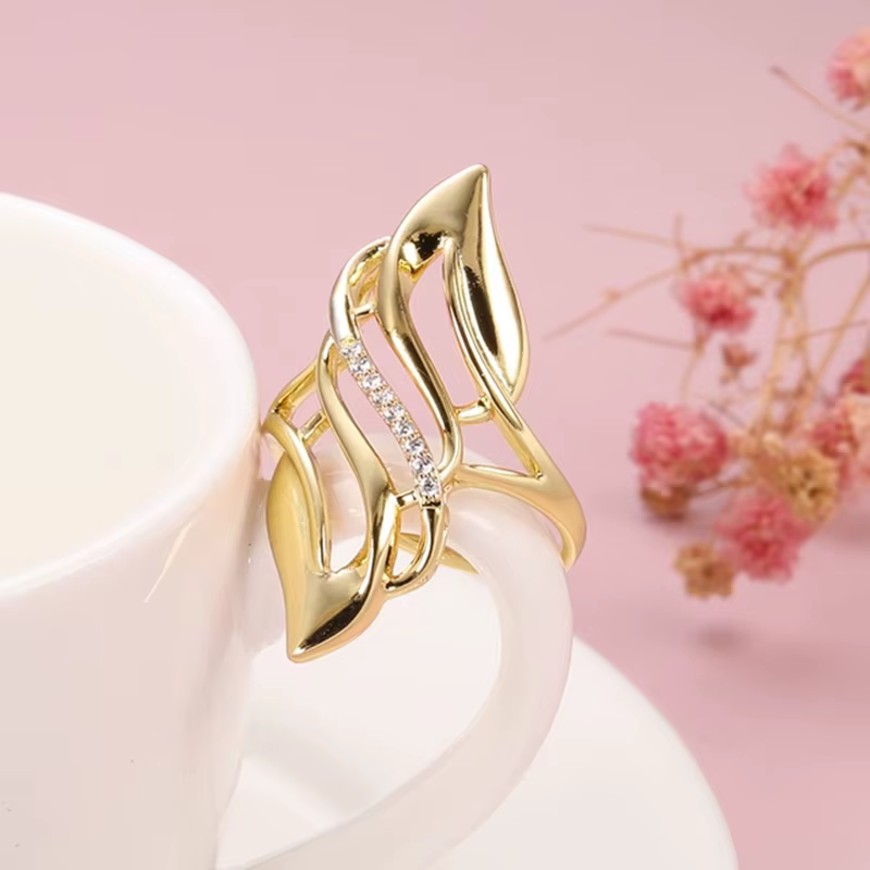 Huretailers-Bague géométrique évidée pour femme