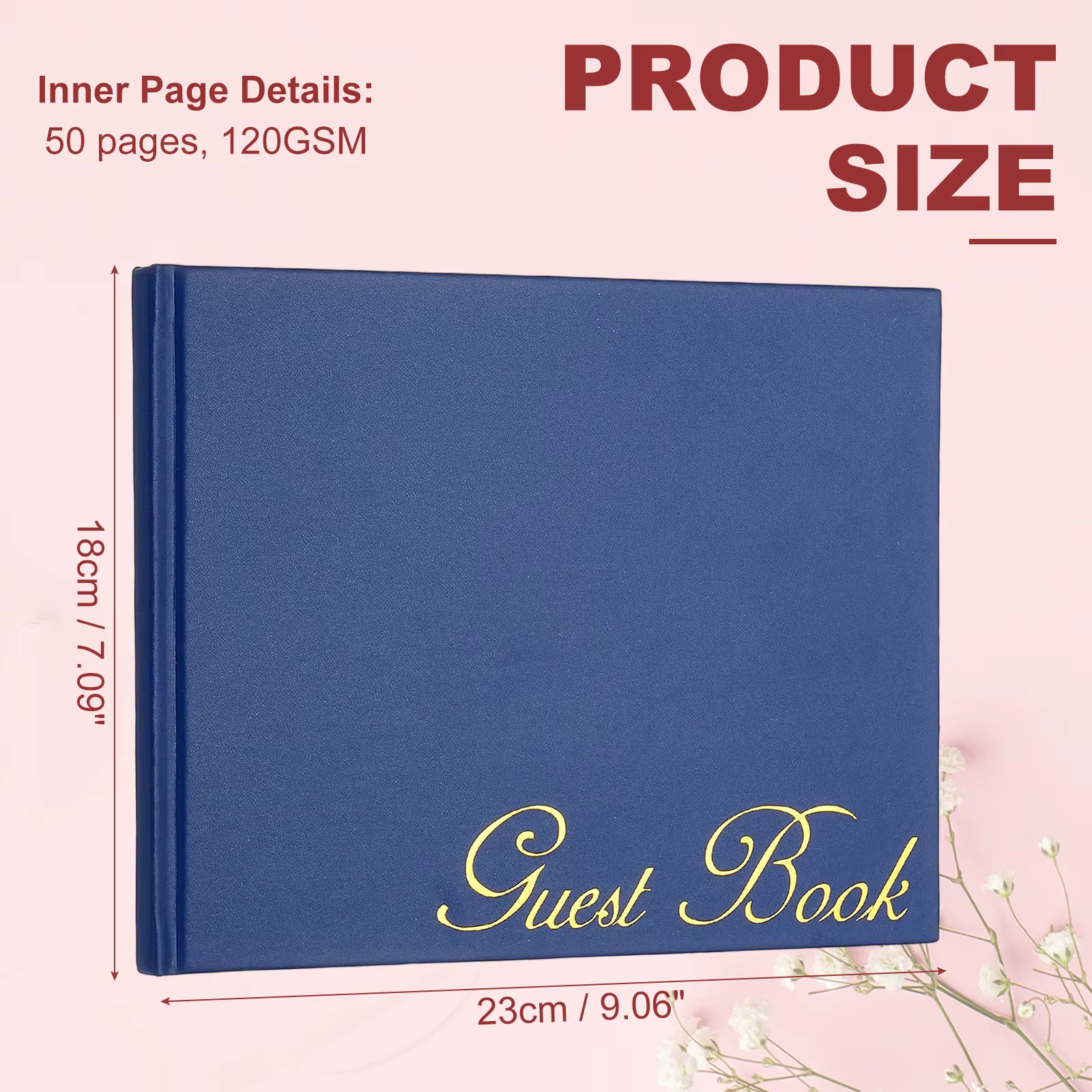 Livre d'or élégant 9x7" en cuir PU pour mariage