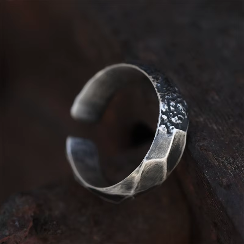 Bague Vintage à motif de pierres fragmentées pour hommes