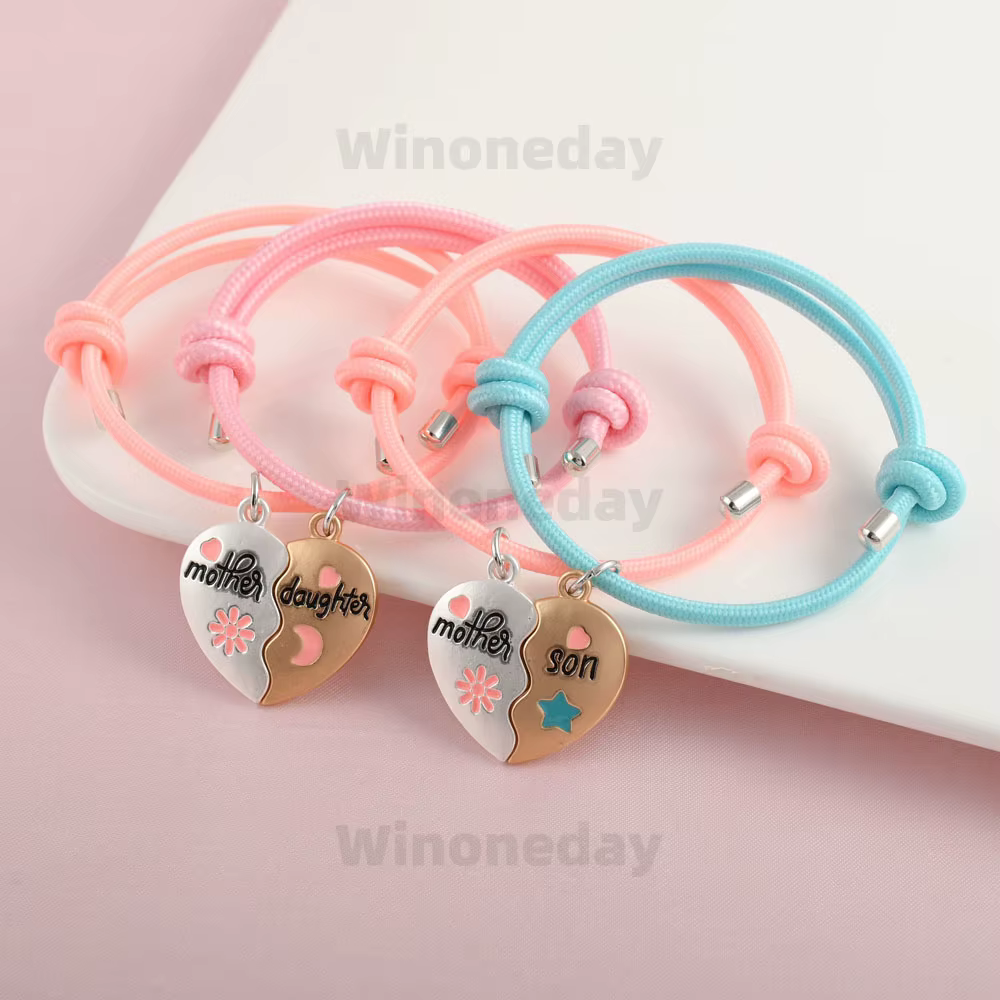 2 pièces/ensemble Bracelet en forme de cœur avec inscription Mère et Fils ou Fille, Cadeau de bijoux pour la Fête des Mères ou pour la meilleure amie