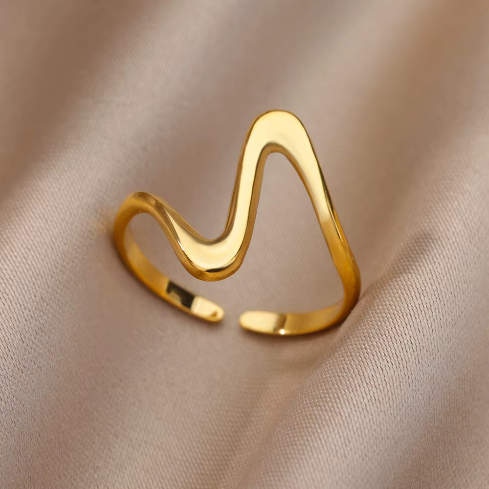 Bagues Vague Vintage pour Femme, Acier Inoxydable, Or, Bijoux Géométriques, Bague Rock Réglable, Esthétique, Mariage, Cadeau de Noël, Document