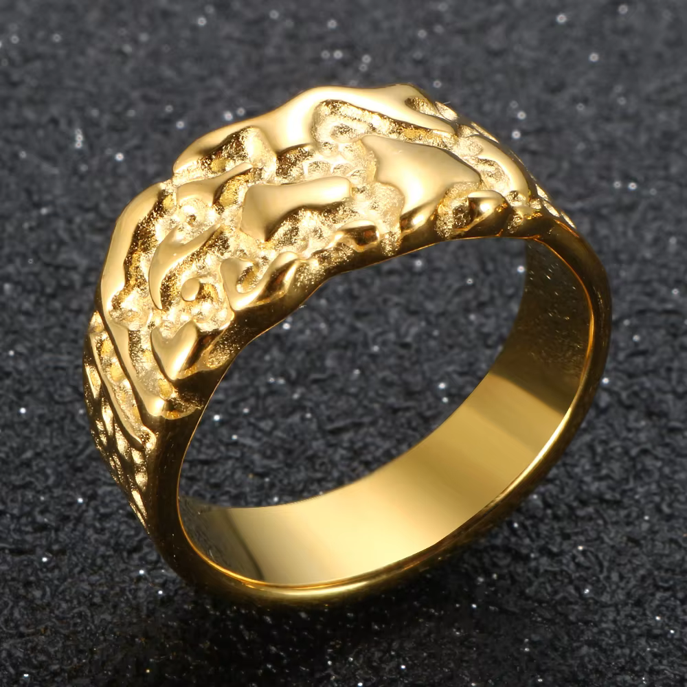 Bague pépite Vintage couleur or