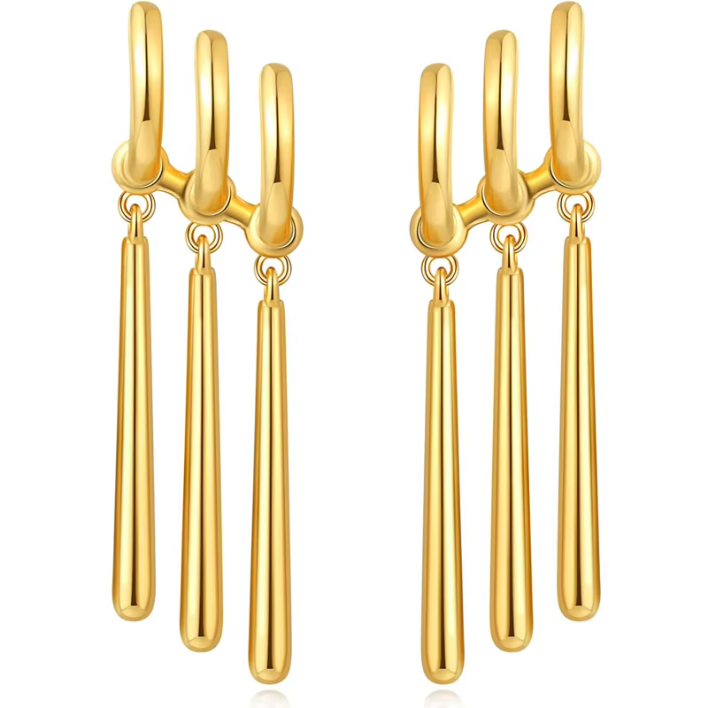 Boucles d'oreilles pendantes plaquées or 14 carats pour femmes et hommes