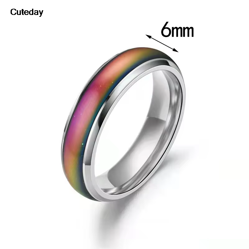 5 couleurs en acier inoxydable changement de couleur anneaux humeur émotion sentiment température anneau pour femmes